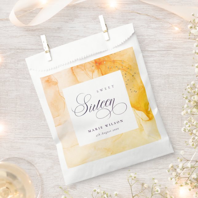 Abstract Pastel Yellow Orange Sweet 16 Birthday Favour Bag (Clipped)