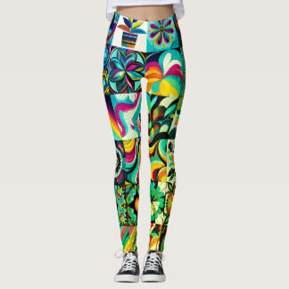 Abstract Patchwork Art Pair of Customized Modern Leggings
