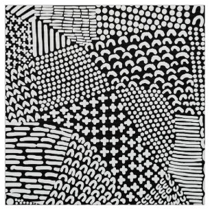 Abstract Patchwork Map - White on Black Fabric