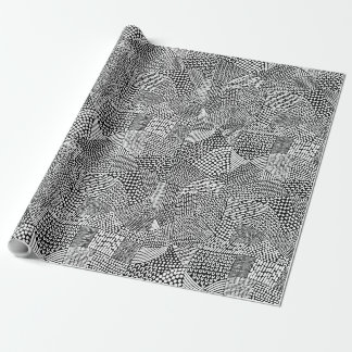 Abstract Patchwork Map - White on Black Wrapping Paper