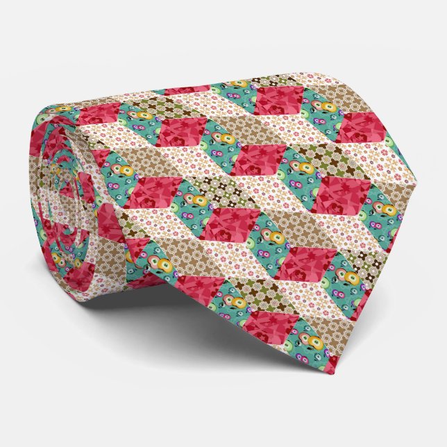  Abstract patchwork quilting quilt ret Tie (Rolled)