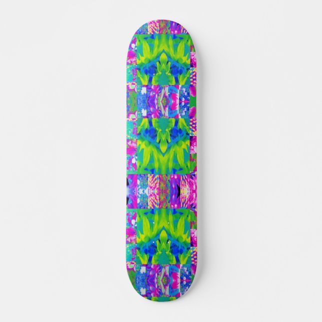 Abstract Patchwork Sunflower Garden Collage Skateboard (Front)