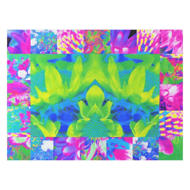 Abstract Patchwork Sunflower Garden Collage Tablecloth (Front (Horizontal))