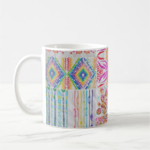 Abstract patchwork, watercolor tie dye pattern. coffee mug