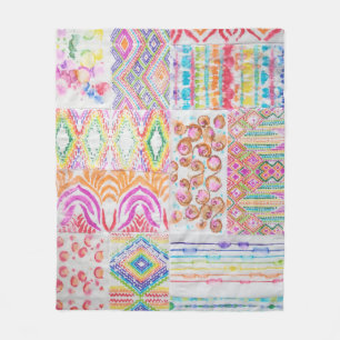 Abstract patchwork, watercolor tie dye pattern. fleece blanket