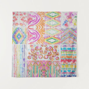 Abstract patchwork, watercolor tie dye pattern. tapestry