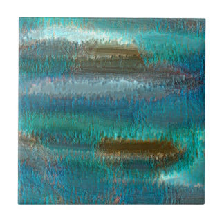 Abstract patina copper and green by Renee Tile