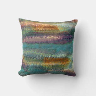 Abstract patina green copper leaves pattern throw pillow