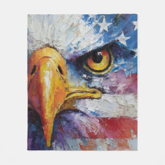 Abstract patriotic american flag bald eagle fleece blanket