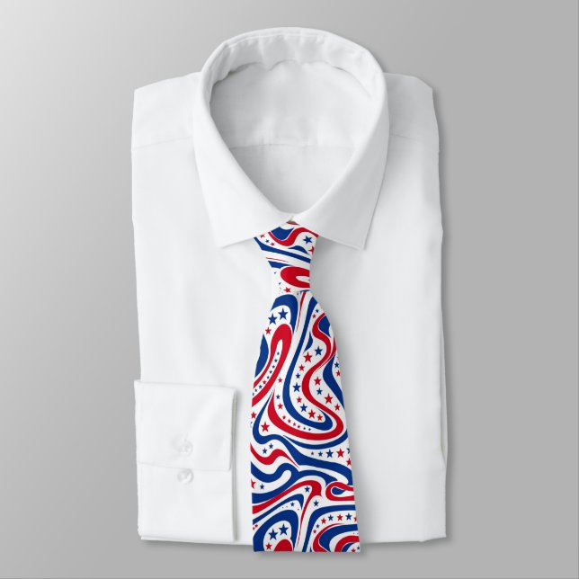 Abstract Patriotic Pattern Tie (Tied)