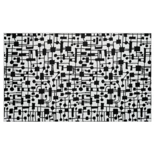 Abstract Pattern 020517 - Black on White Fabric
