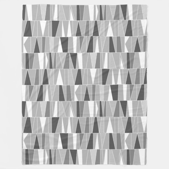  Abstract Pattern 070721 - Shades of Grey Fleece Blanket (Front)