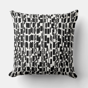 Abstract Pattern 090615 - Black on White Throw Pillow