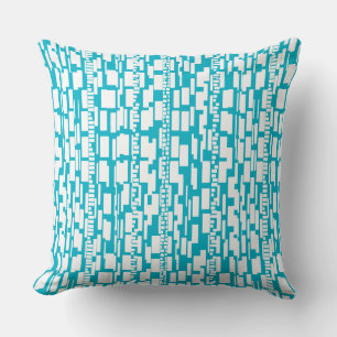 Abstract Pattern 090615 - White on Aqua Blue Throw Pillow