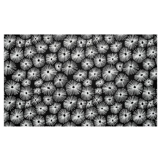 Abstract Pattern 101115 - White on Black Fabric (Fat Quarter)