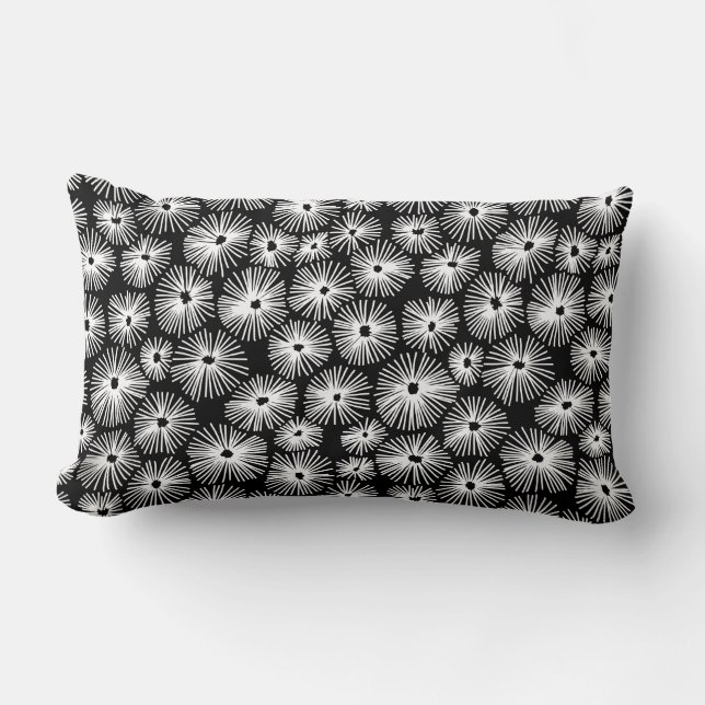 Abstract Pattern 101115 - White on Black Lumbar Pillow (Front)