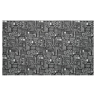 Abstract Pattern 110122 - White on Black Fabric