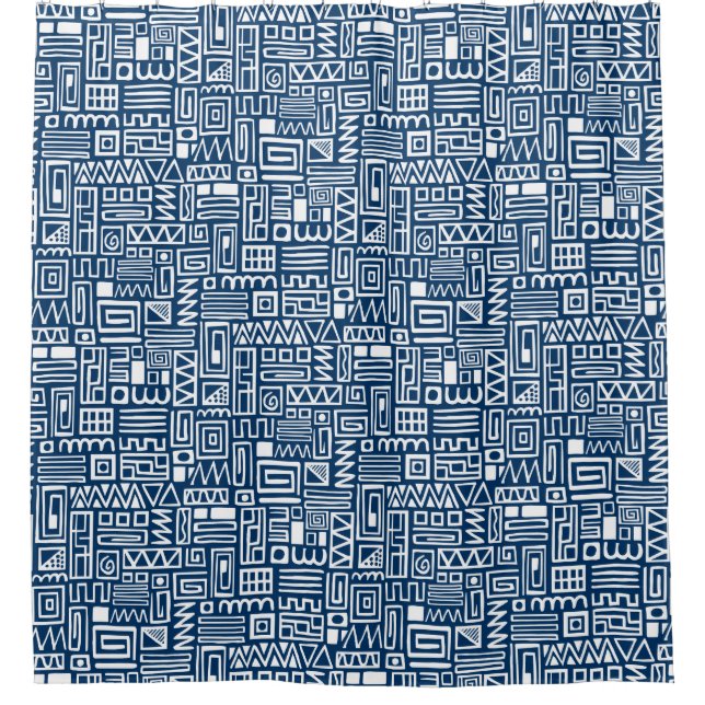 Abstract Pattern 110122 - White on Indigo Blue (Front)