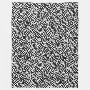 Abstract Pattern 110523 - Black and White Fleece Blanket