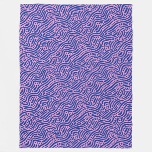 Abstract Pattern 110523 - Navy Blue and Pink Fleece Blanket