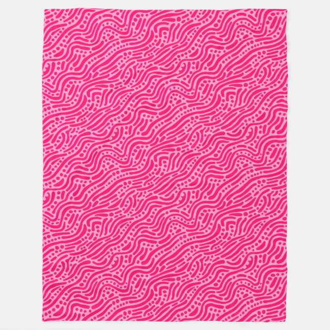 Abstract Pattern 110523 - Neon Red and Pink Fleece Blanket (Front)