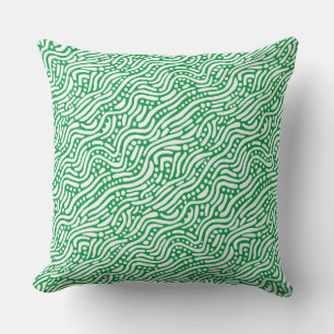 Abstract Pattern 110523 - White on Kelly Green Throw Pillow