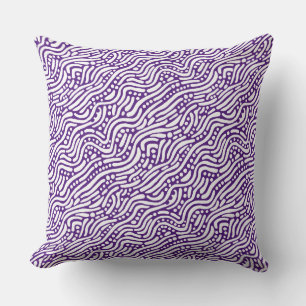 Abstract Pattern 110523 - White on Royal Purple Throw Pillow