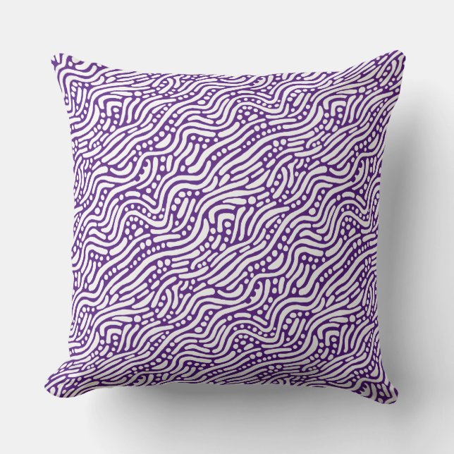 Abstract Pattern 110523 - White on Royal Purple Throw Pillow (Front)