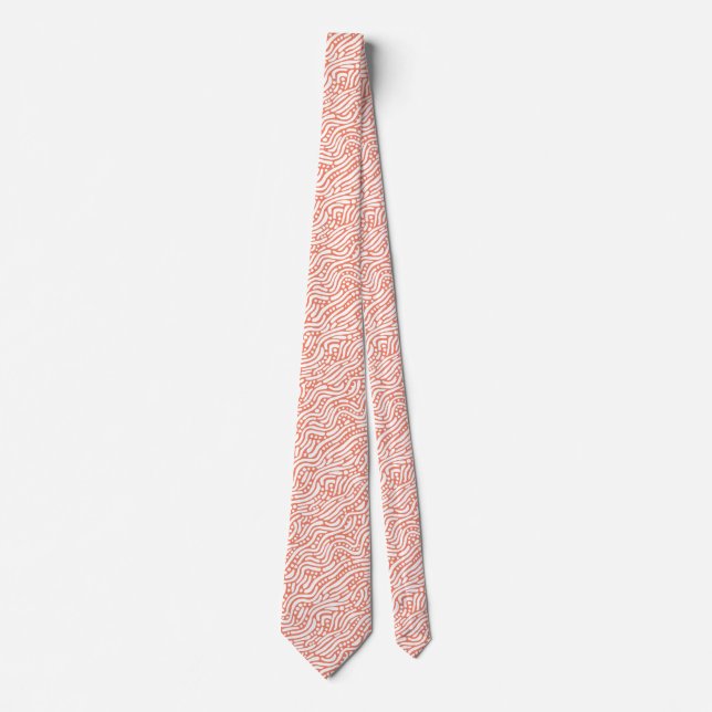 Abstract Pattern 110523 - White on Salmon Tie (Front)