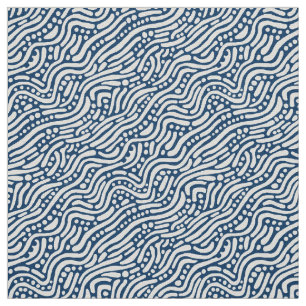 Abstract Pattern 110523 - White on Shibori Blue Fabric