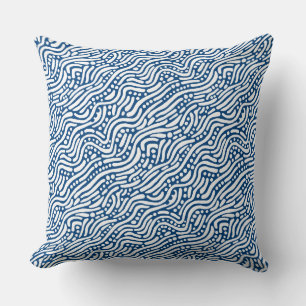 Abstract Pattern 110523 - White on Shibori Blue Throw Pillow