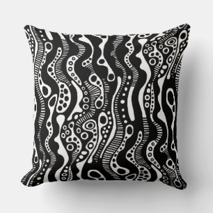 Abstract Pattern 130621 - Black on White Throw Pillow