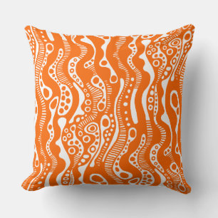 Abstract Pattern 130621 - Orange an White Throw Pillow