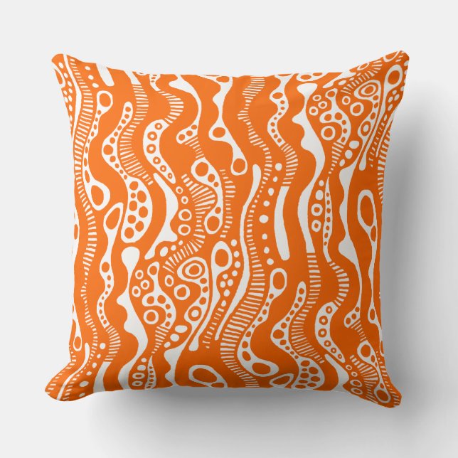 Abstract Pattern 130621 - Orange an White Throw Pillow (Front)