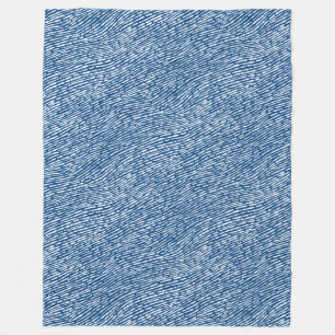 Abstract Pattern 140523 - White on Shibori Blue Fleece Blanket