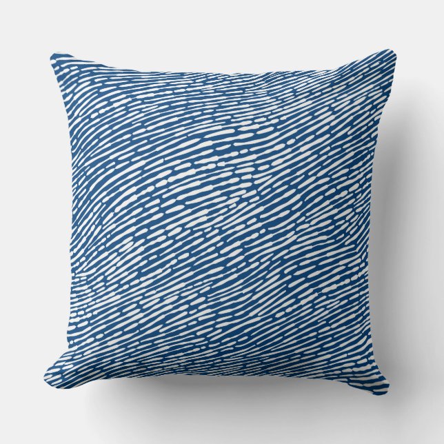 Abstract Pattern 140523 - White on Shibori Blue Throw Pillow (Front)