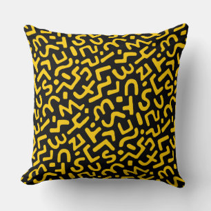 Abstract Pattern 170822 - Amber on Black Throw Pillow