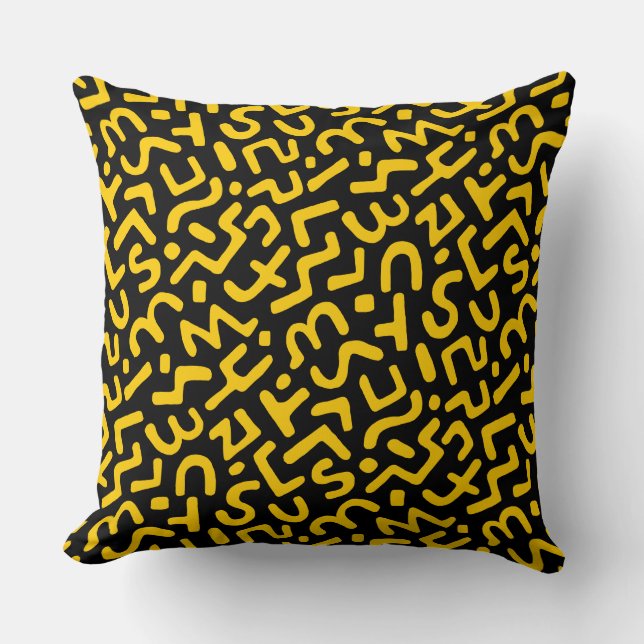 Abstract Pattern 170822 - Amber on Black Throw Pillow (Front)