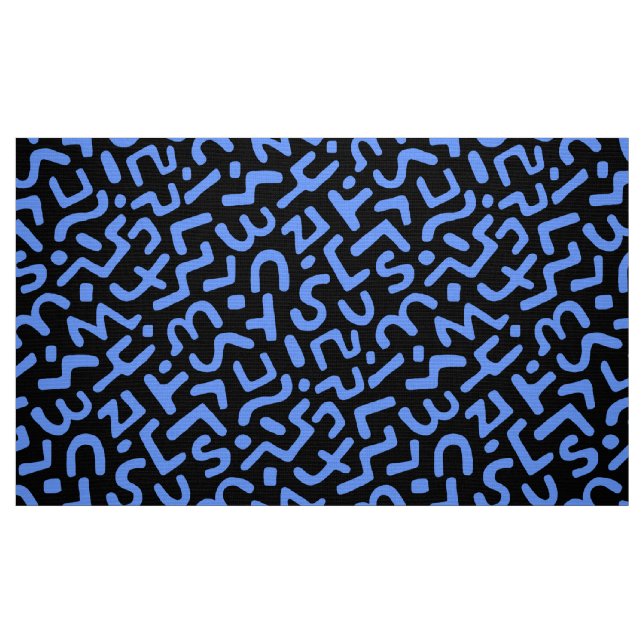 Abstract Pattern 170822 - Baby Blue on Black Fabric (Fat Quarter)