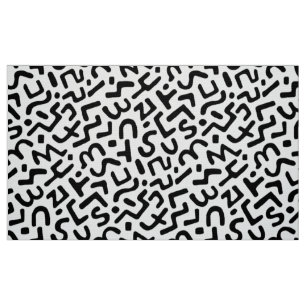 Abstract Pattern 170822 - Black on White Fabric