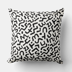 Abstract Pattern 170822 - Black on White Throw Pillow