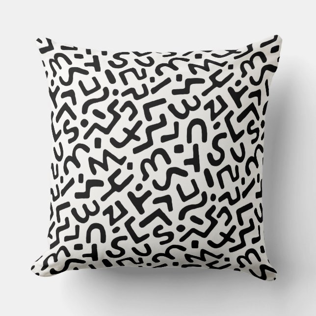 Abstract Pattern 170822 - Black on White Throw Pillow (Front)