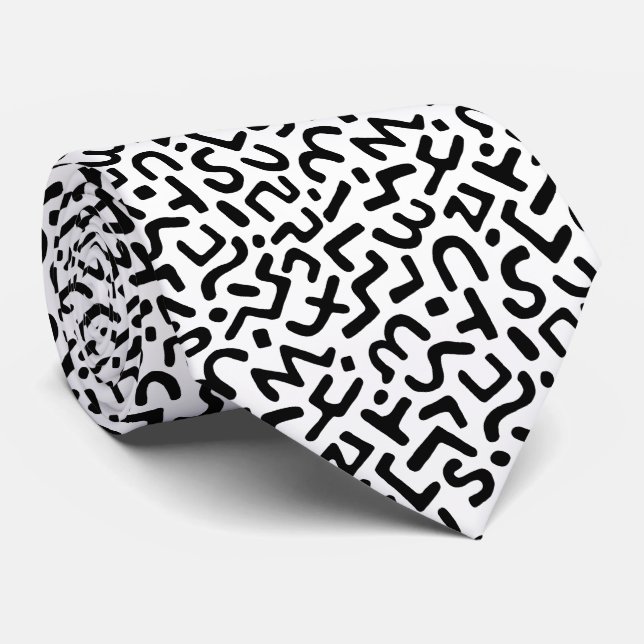 Abstract Pattern 170822 - Black on White Tie (Rolled)