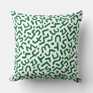 Abstract Pattern 170822 - Forest Green on White Throw Pillow