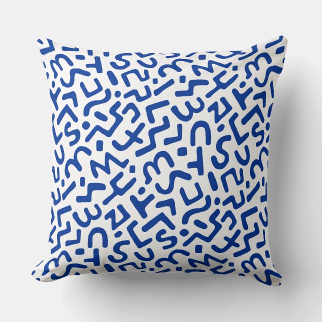 Abstract Pattern 170822 - Navy Blue on White Throw Pillow (Front)