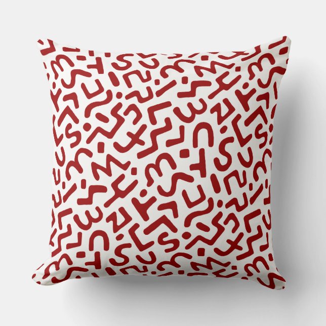 Abstract Pattern 170822 - Ruby Red on White Throw Pillow (Front)