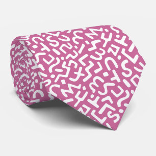 Abstract Pattern 170822 - White on Dusty Rose Tie