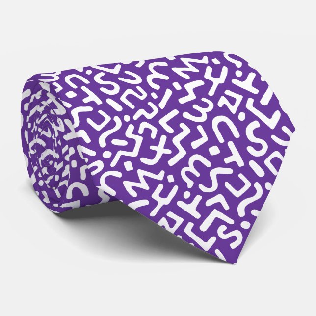Abstract Pattern 170822 - White on Grape Tie (Rolled)