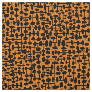Abstract pattern 190621 Black on Orange Fabric