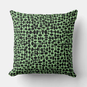 Abstract pattern 190621 Black on Sage Throw Pillow